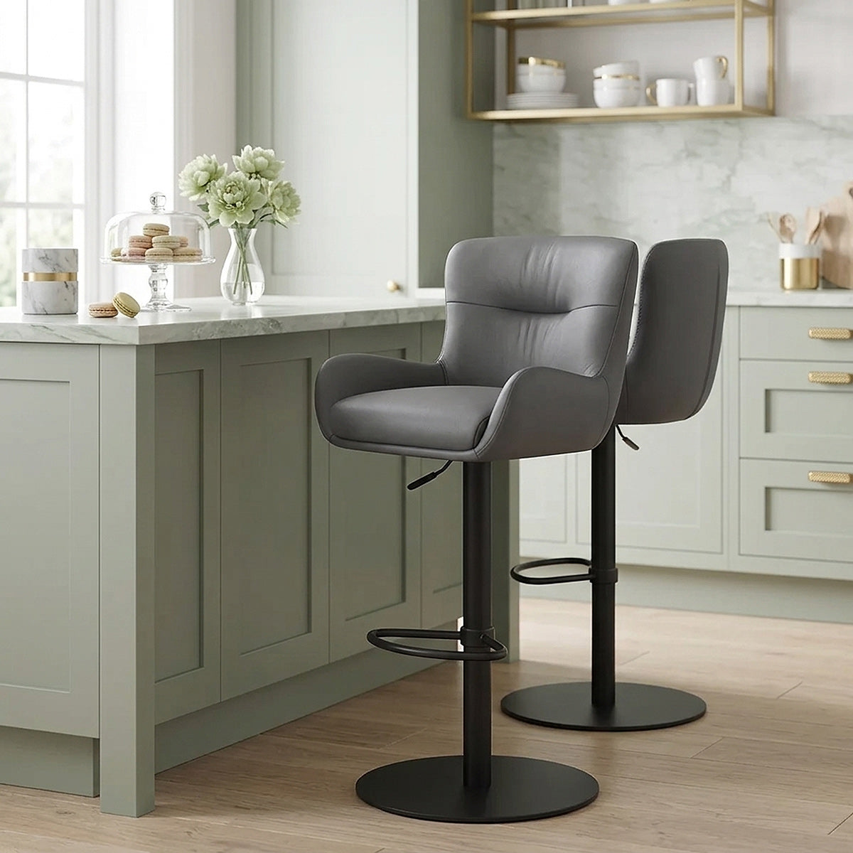 Sgabello Vera Pelle - Faraday Grigio scuro