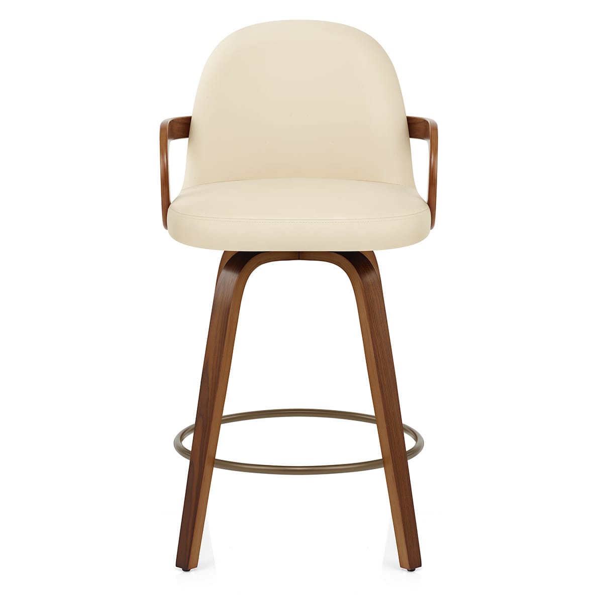 Kunstleder Holzbarhocker - Franco Beige