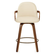 Kunstleder Holzbarhocker - Franco Beige