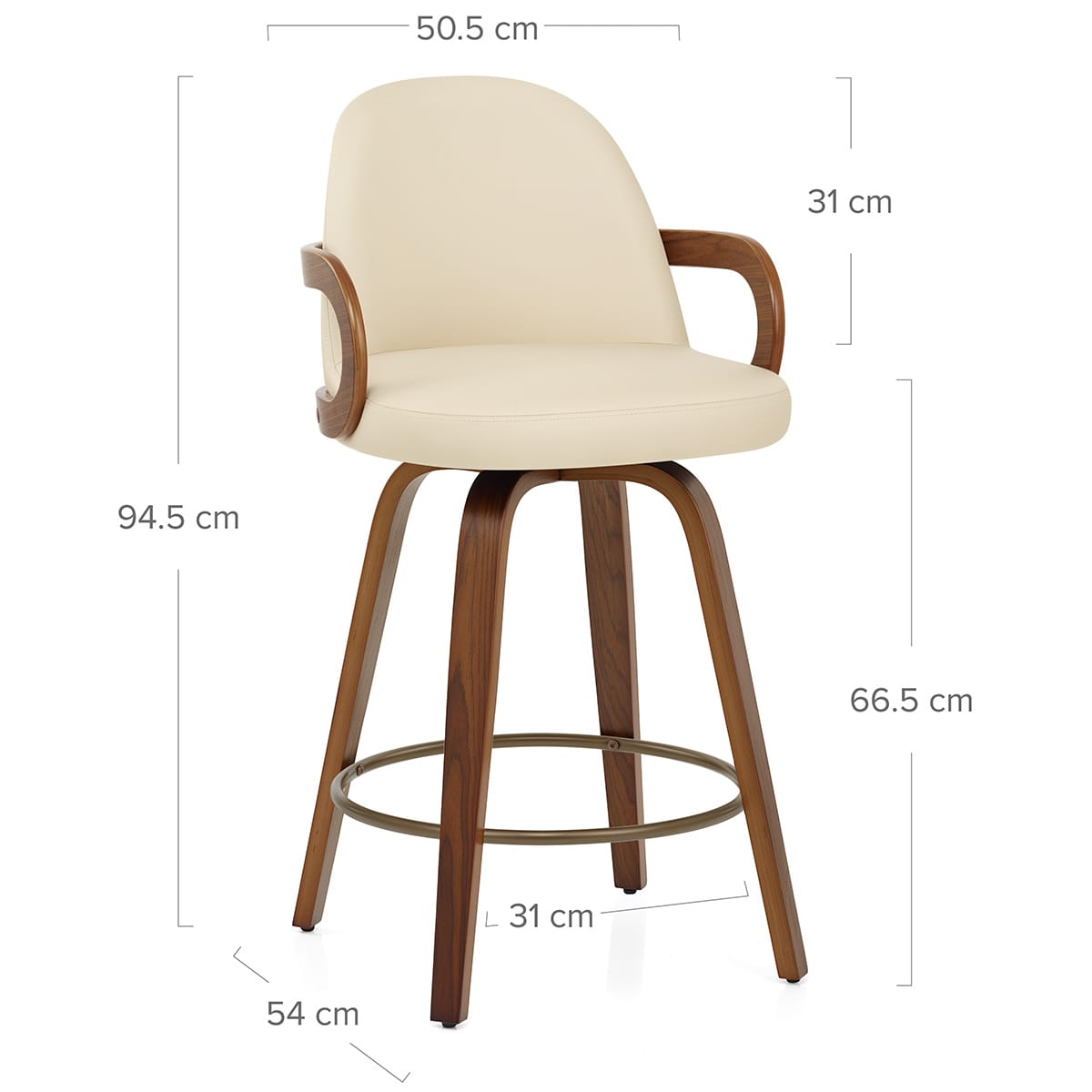 Kunstleder Holzbarhocker - Franco Beige