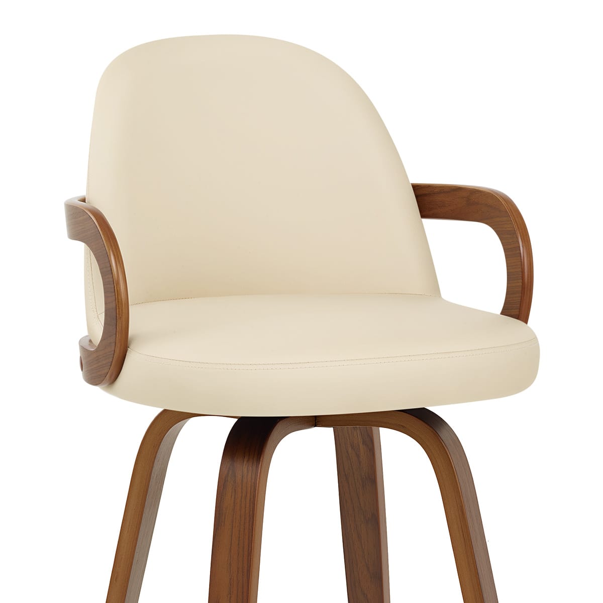 Kunstleder Holzbarhocker - Franco Beige