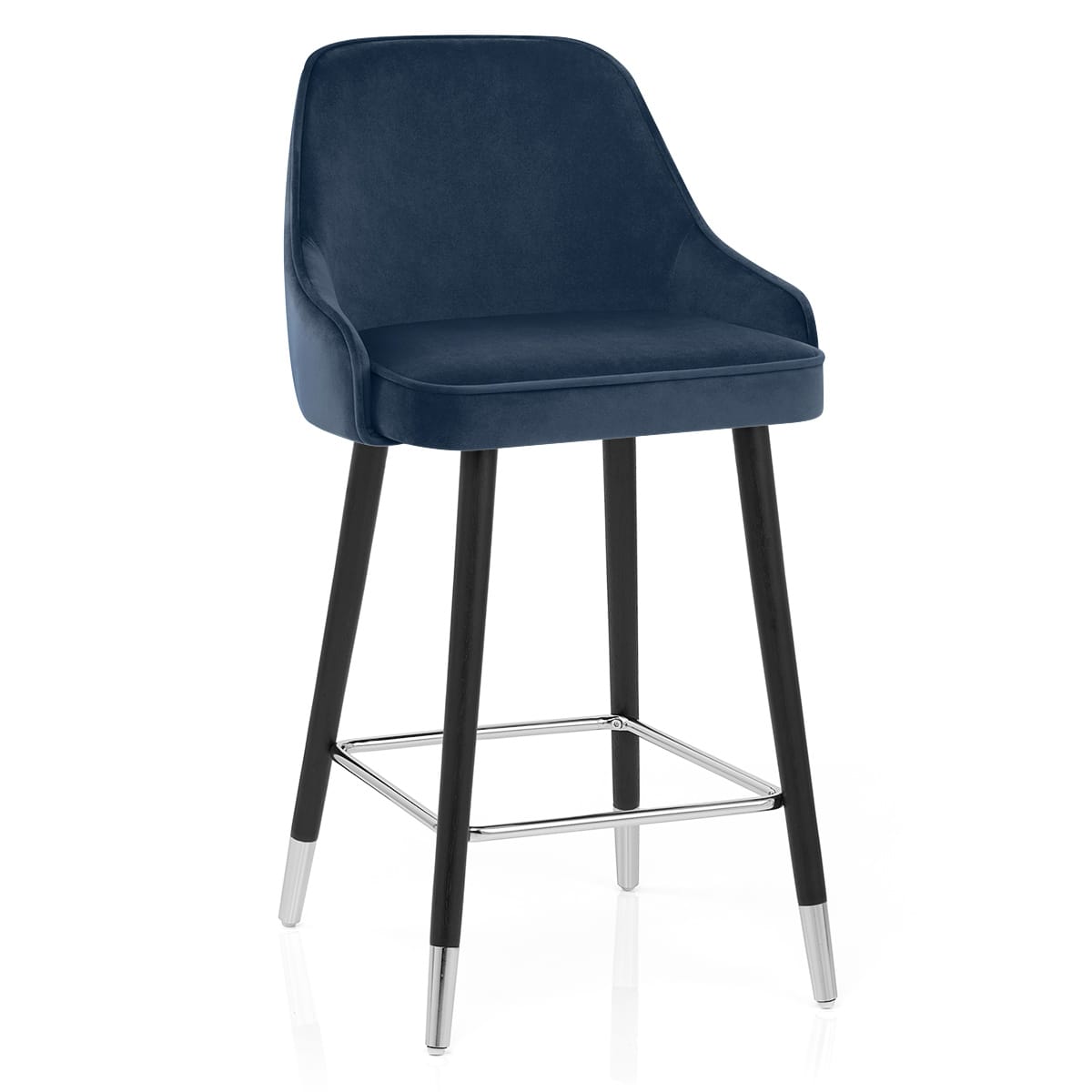 Sgabello Velluto Legno - Glam Blu