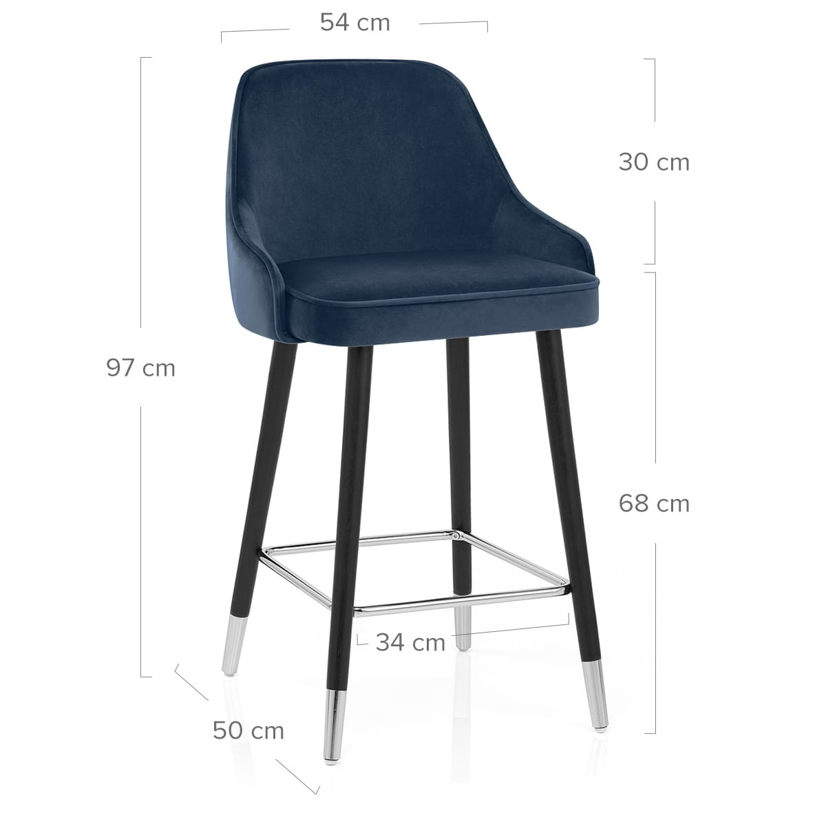 Sgabello Velluto Legno - Glam Blu