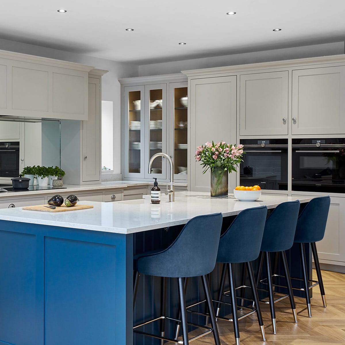 Sgabello Velluto Legno - Glam Blu
