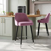 Sgabello Velluto Legno - Glam Viola