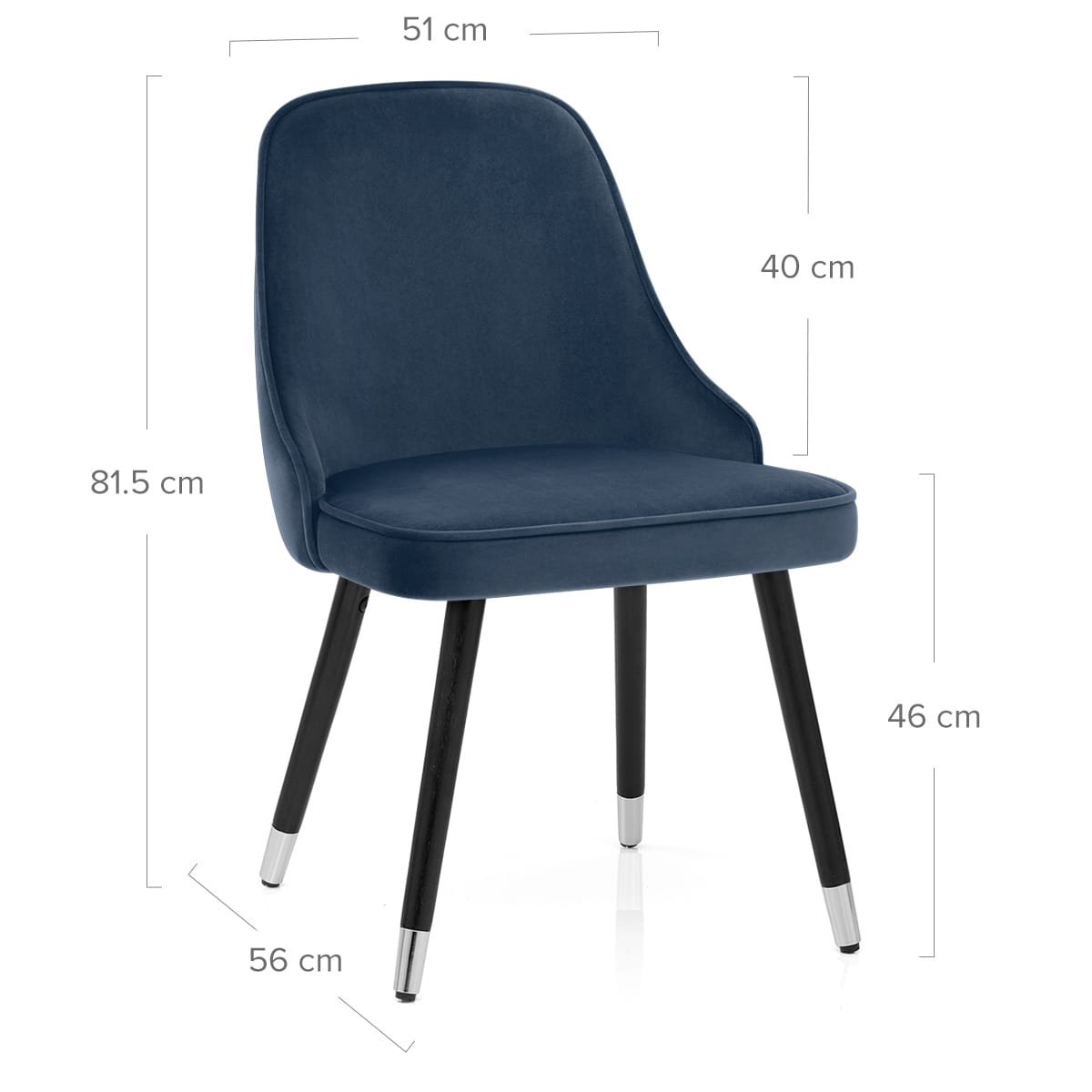 Sedia da pranzo Velluto Legno - Glam Blu