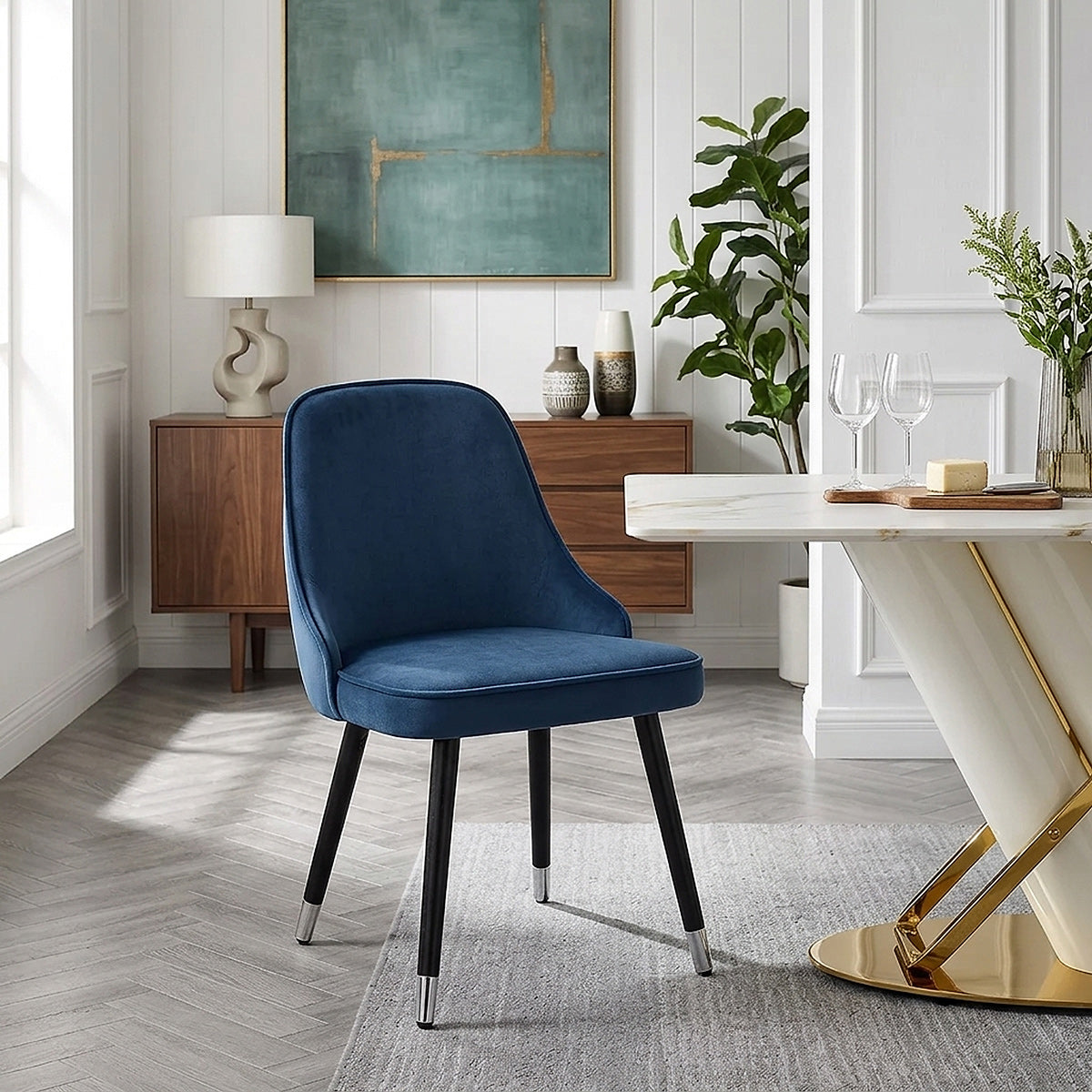 Samtstuhl - Glam Blau
