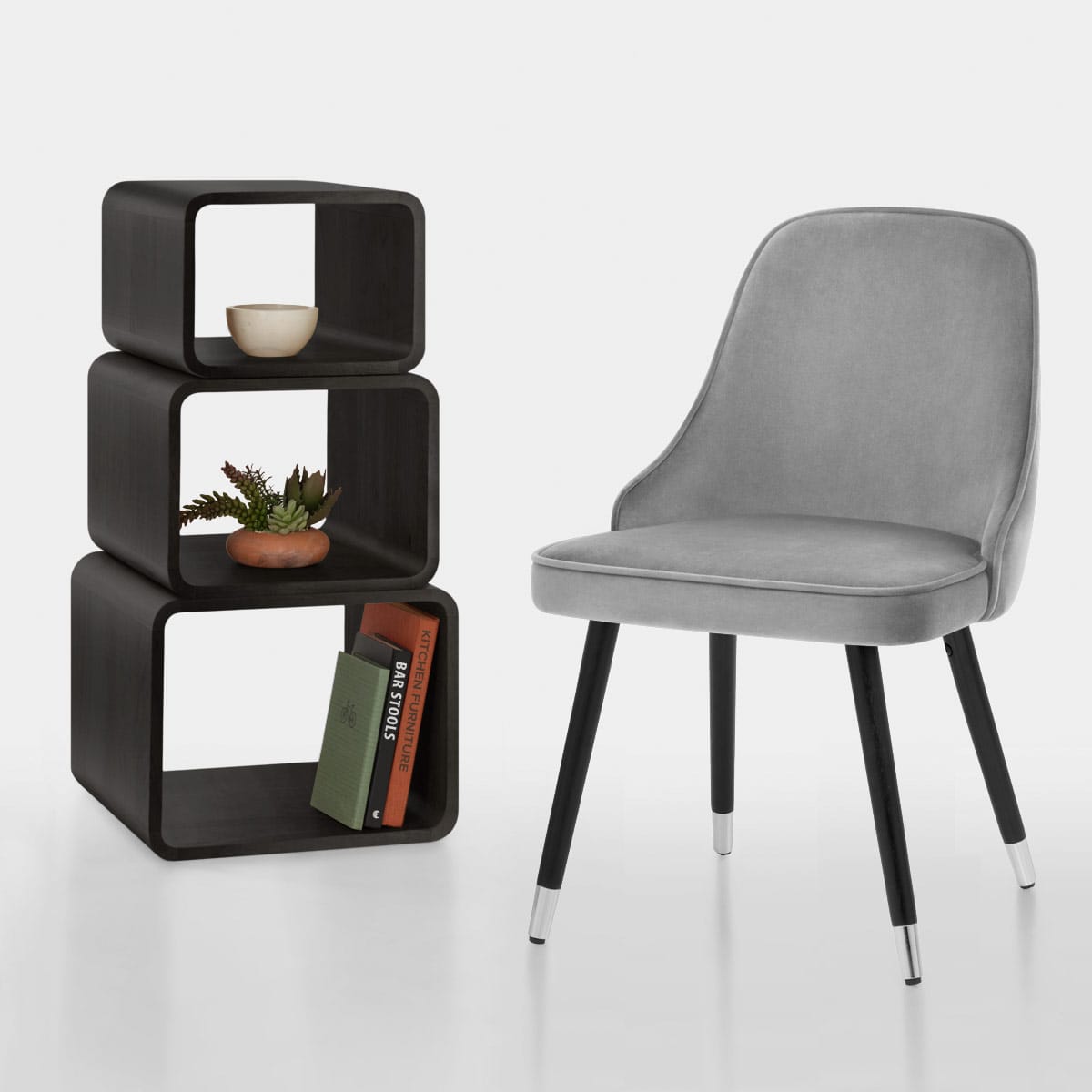 Samtstuhl - Glam Grau