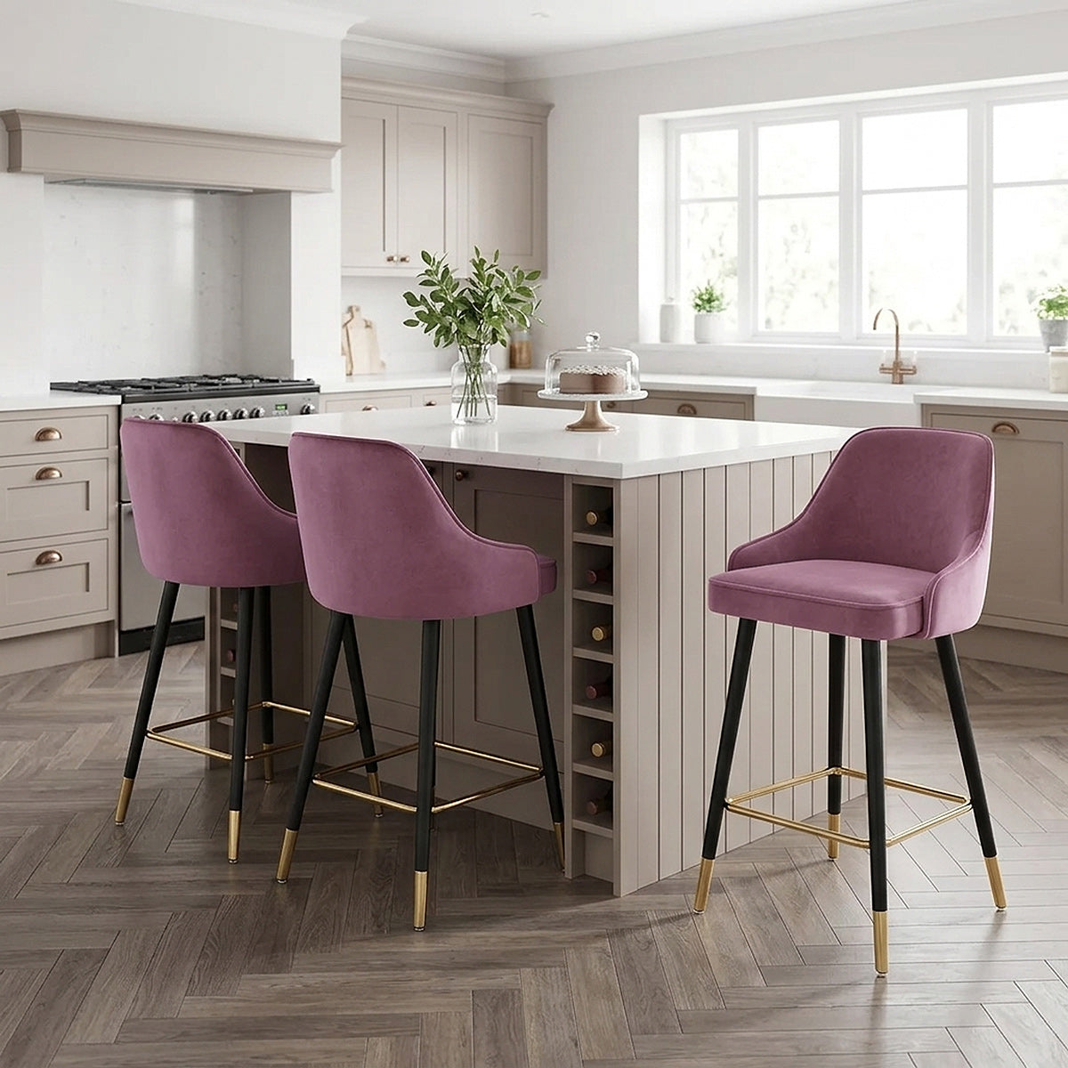 Samtbarhocker Gold - Glam Lila