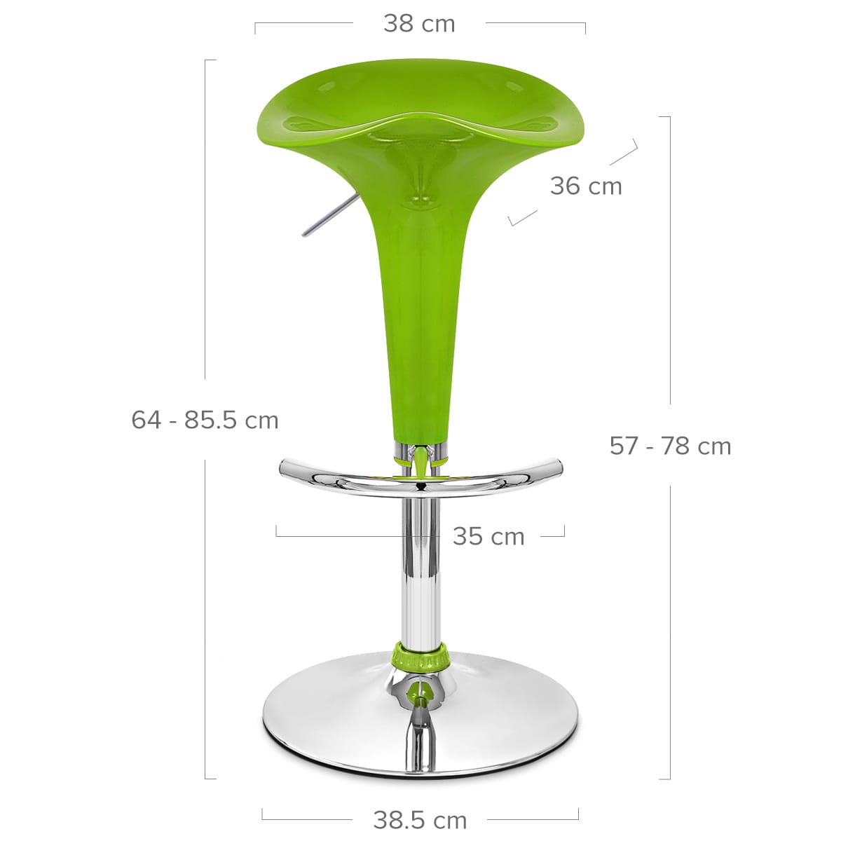 Sgabello Plastica Cromato - Gloss Coco Verde