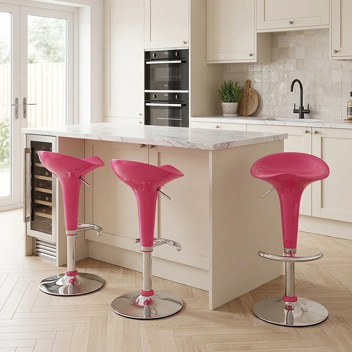 Sgabello Plastica Cromato - Gloss Coco Rosa