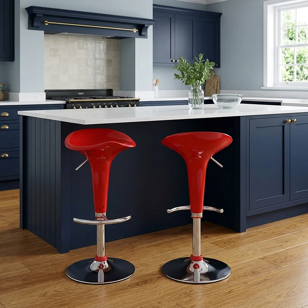 Sgabello Plastica Cromato - Gloss Coco Rosso