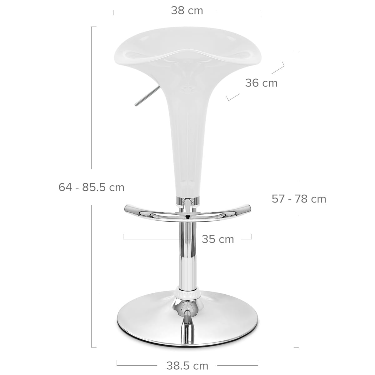 Sgabello Plastica Cromato - Gloss Coco Bianco