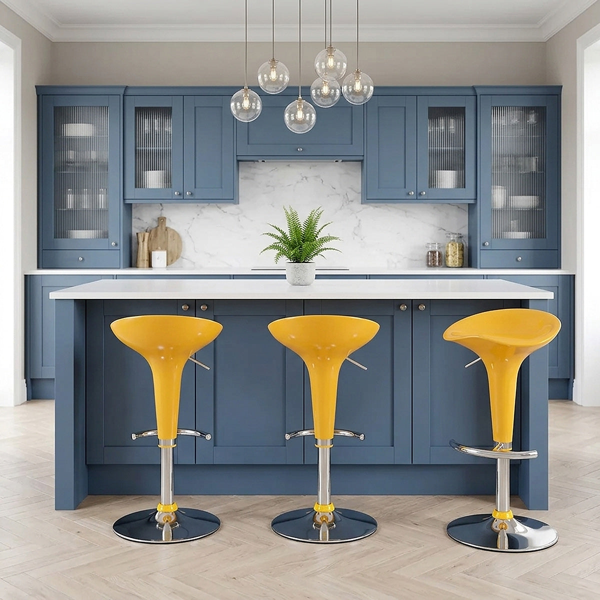 Sgabello Plastica Cromato - Gloss Coco Giallo
