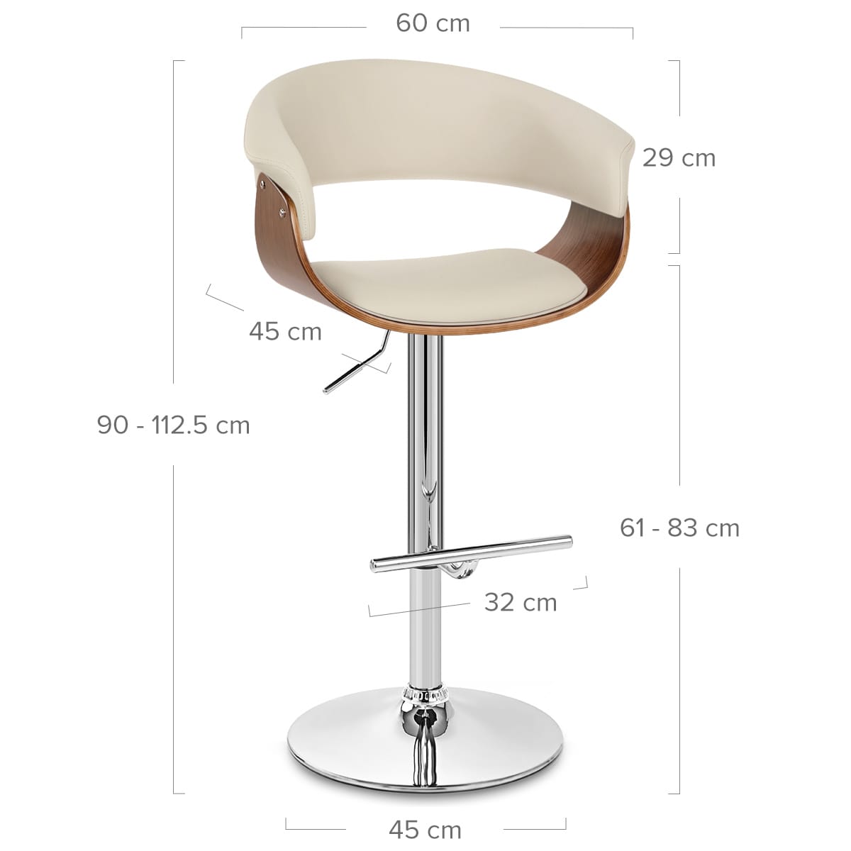 Sgabello Ecopelle Legno - Grafton Crema