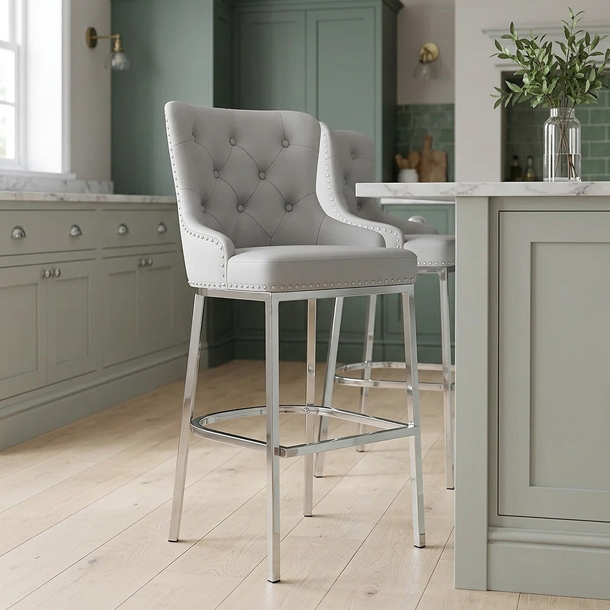 Kunstleder Barhocker Chrom - Grange Grau