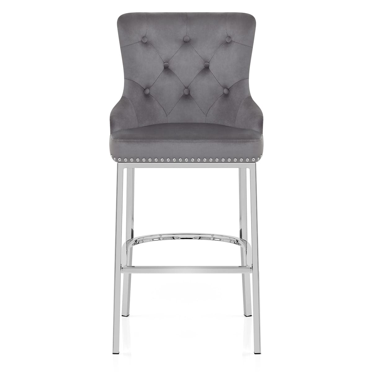 Samt Barhocker Chrom - Grange Grau