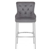 Samt Barhocker Chrom - Grange Grau