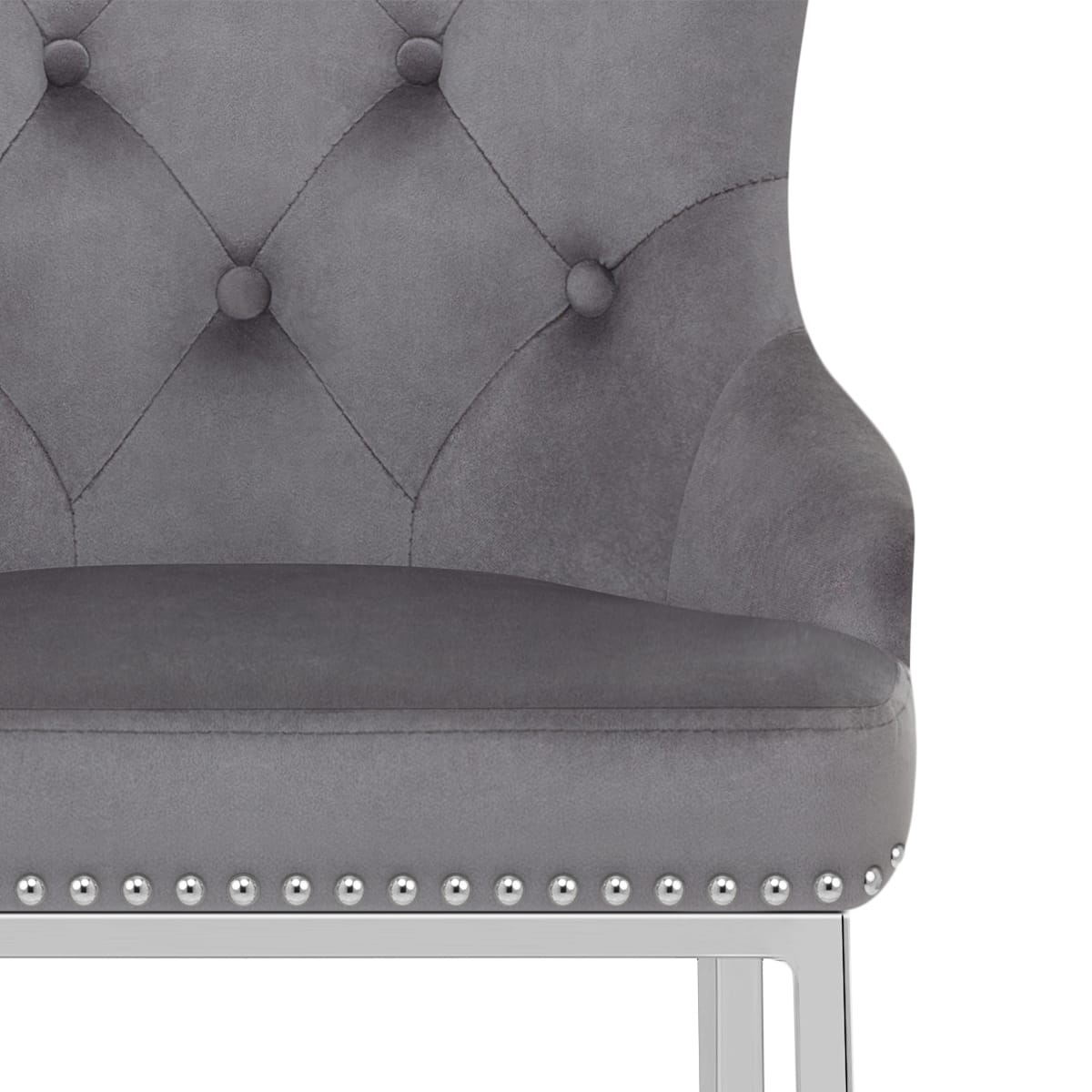 Samt Barhocker Chrom - Grange Grau