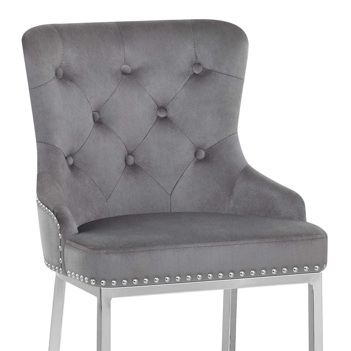 Samt Barhocker Chrom - Grange Grau