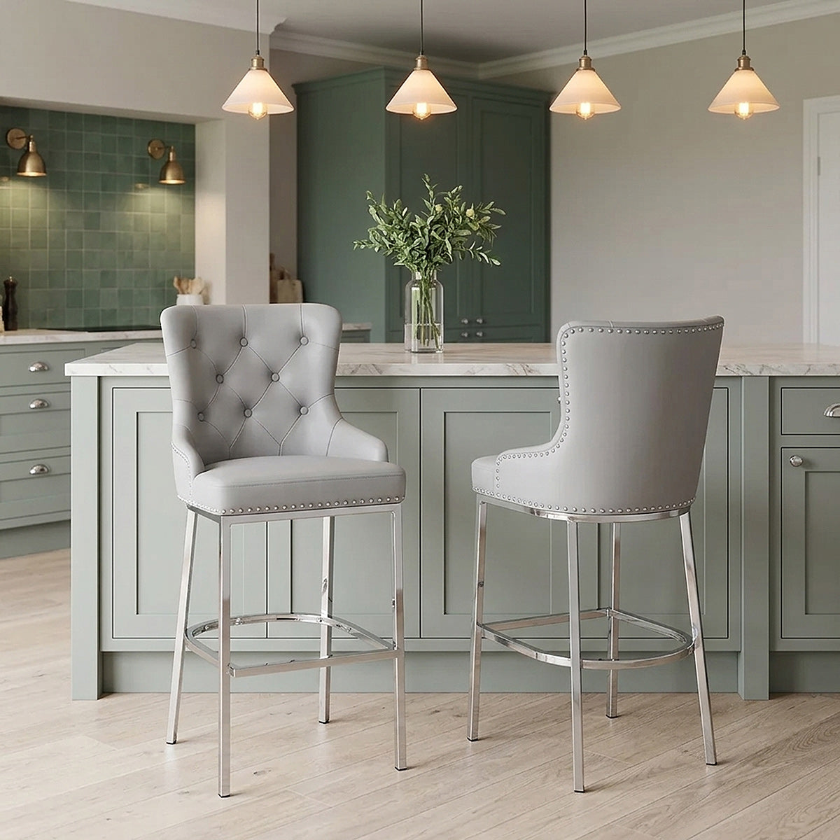 Kunstleder Barhocker Chrom - Grange Grau