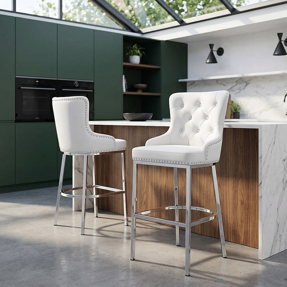 Kunstleder Barhocker Chrom - Grange Weiß