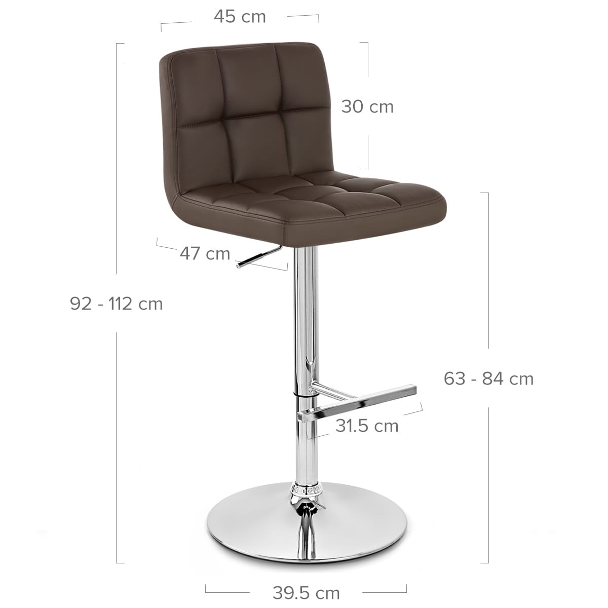 Sgabello Ecopelle Cromato - Grid Marrone