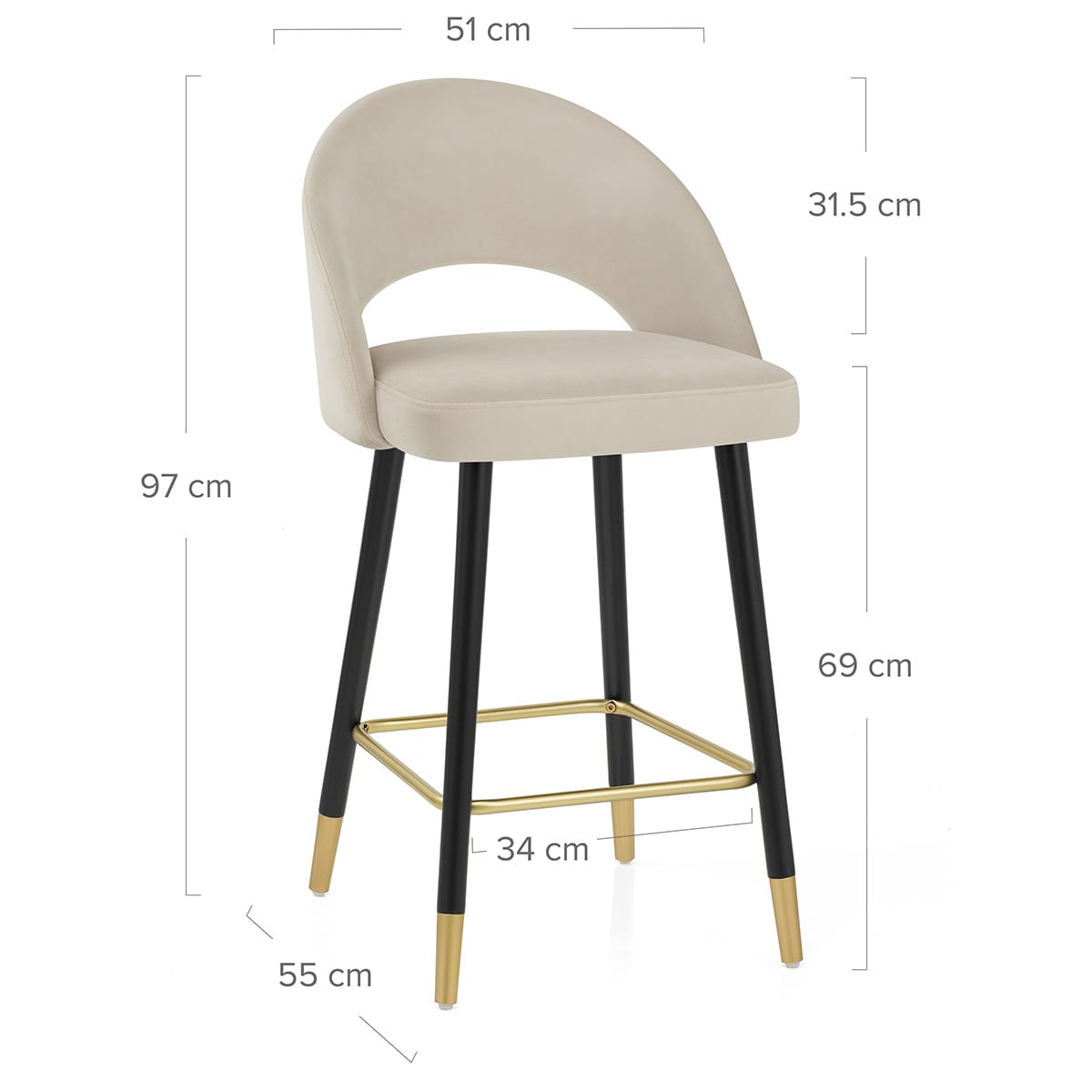 Samt Barhocker - Halo Beige