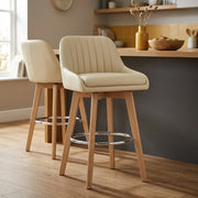 Echtleder Barhocker Eiche - Hamilton Beige