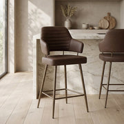 Barhocker Kunstleder Bronze - Hampton Braun