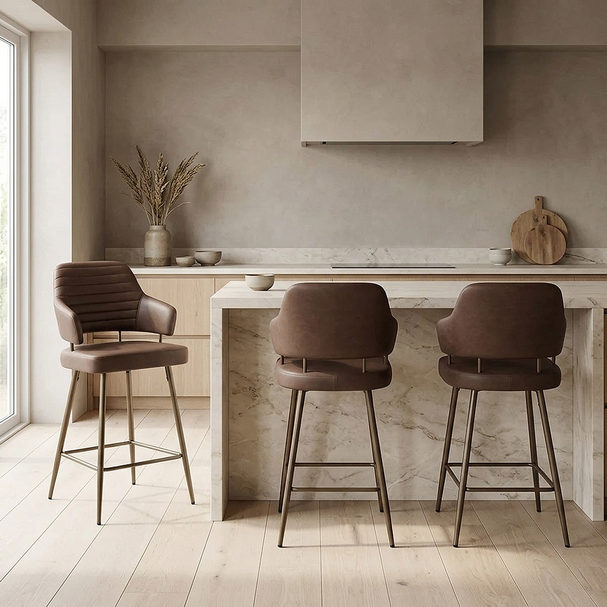 Barhocker Kunstleder Bronze - Hampton Braun