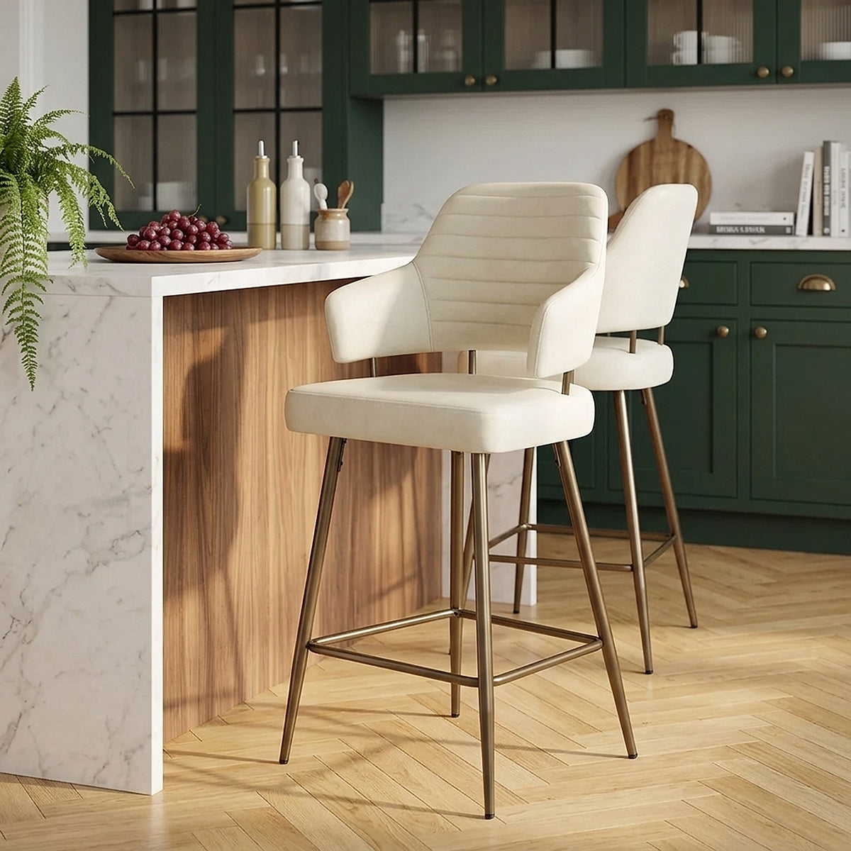 Barhocker Kunstleder Bronze - Hampton Beige