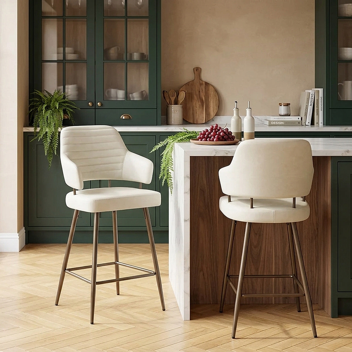 Barhocker Kunstleder Bronze - Hampton Beige