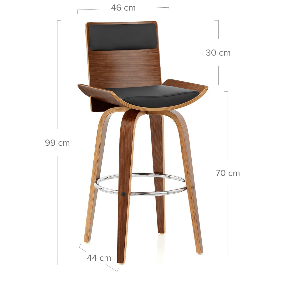 Sgabello Legno Ecopelle - Harper Nero
