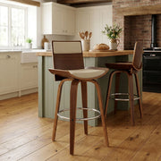 Kunstleder Holzbarhocker - Harper Beige