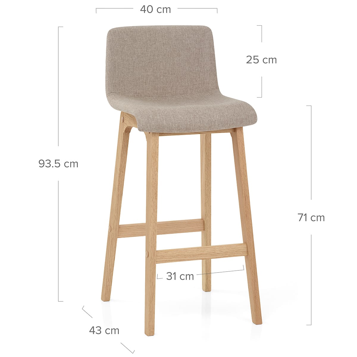Barhocker Stoff Eiche - Haven Beige
