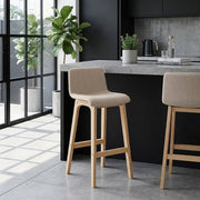 Barhocker Stoff Eiche - Haven Beige