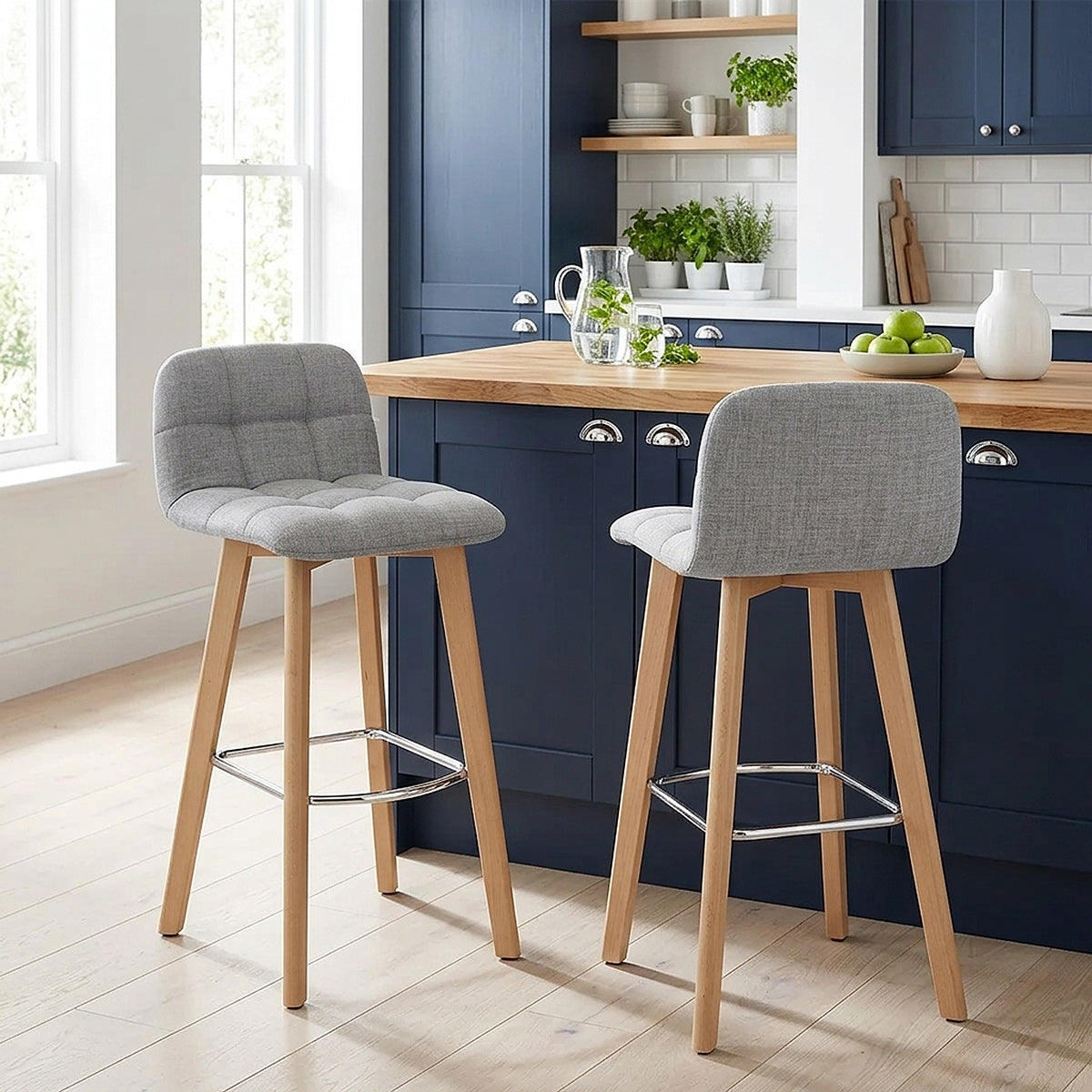 Sgabello Tessuto Legno - Hex Grigio