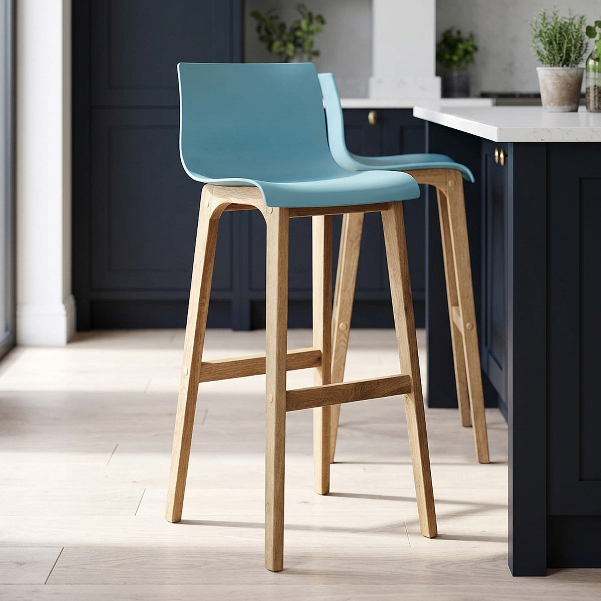 Sgabello Resina Legno - Drift Alto Blu