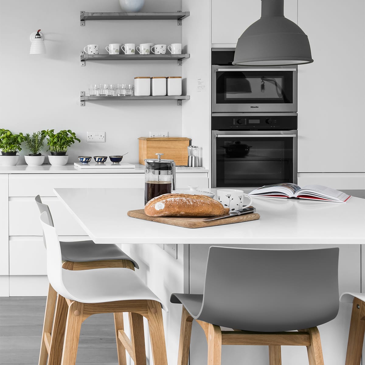 Sgabello Resina Legno - Drift Alto Bianco