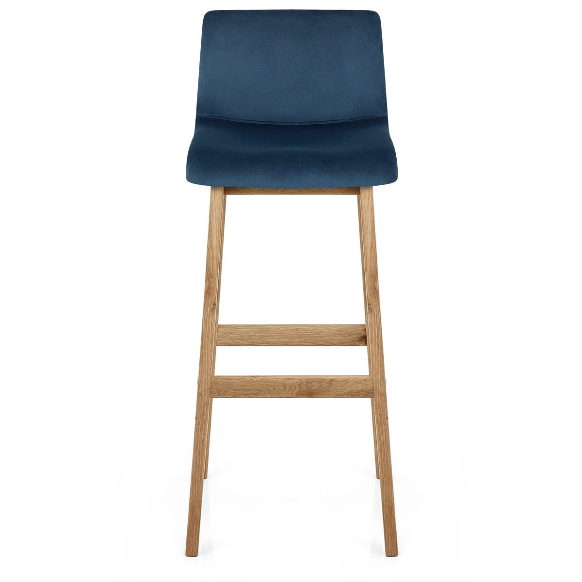 Samt Barhocker Eiche - Hoch Drift Blau