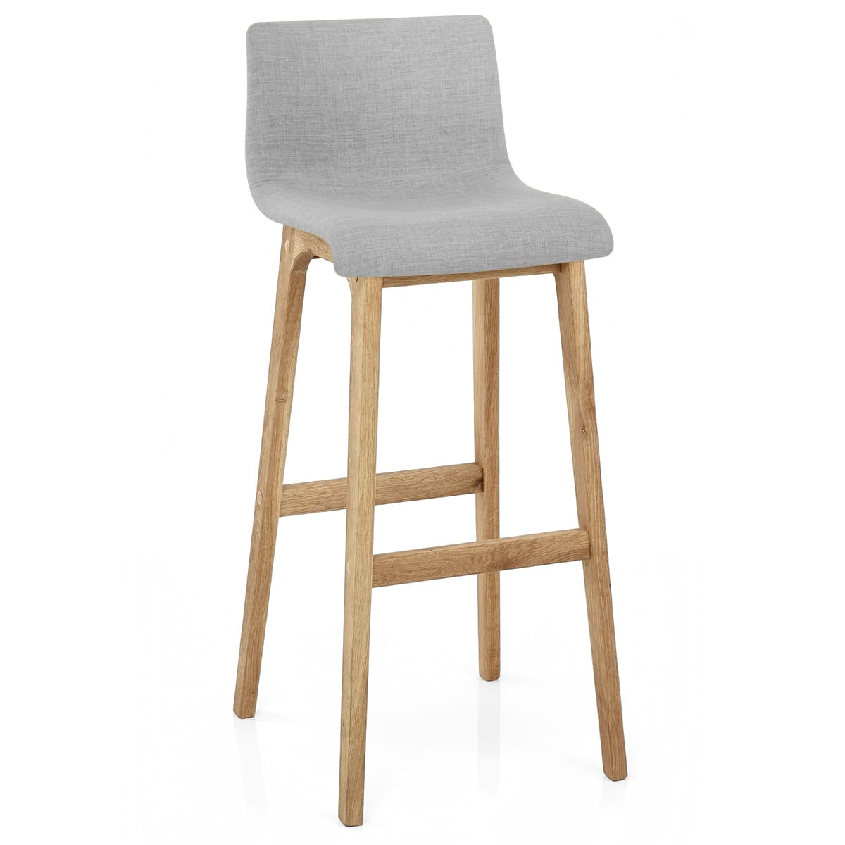 Samt Barhocker Eiche - Hoch Drift Grau