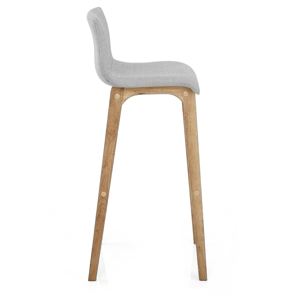 Samt Barhocker Eiche - Hoch Drift Grau