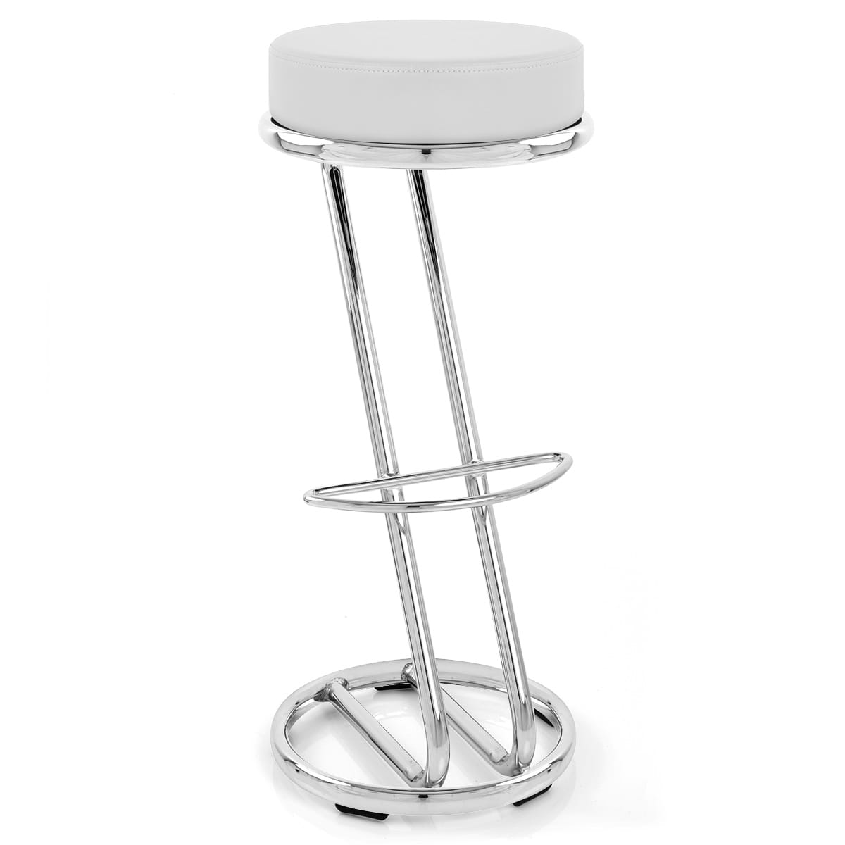 Sgabello Ecopelle Cromato - Haut Zed Bianco