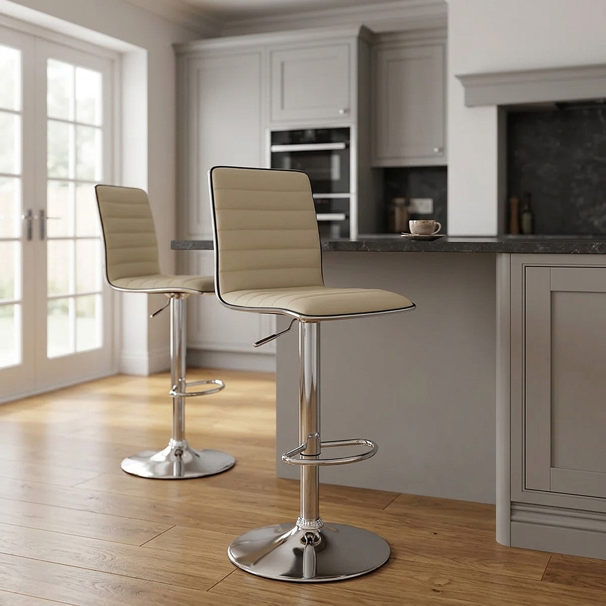 Kunstleder Barhocker Chrom - Hiline Beige