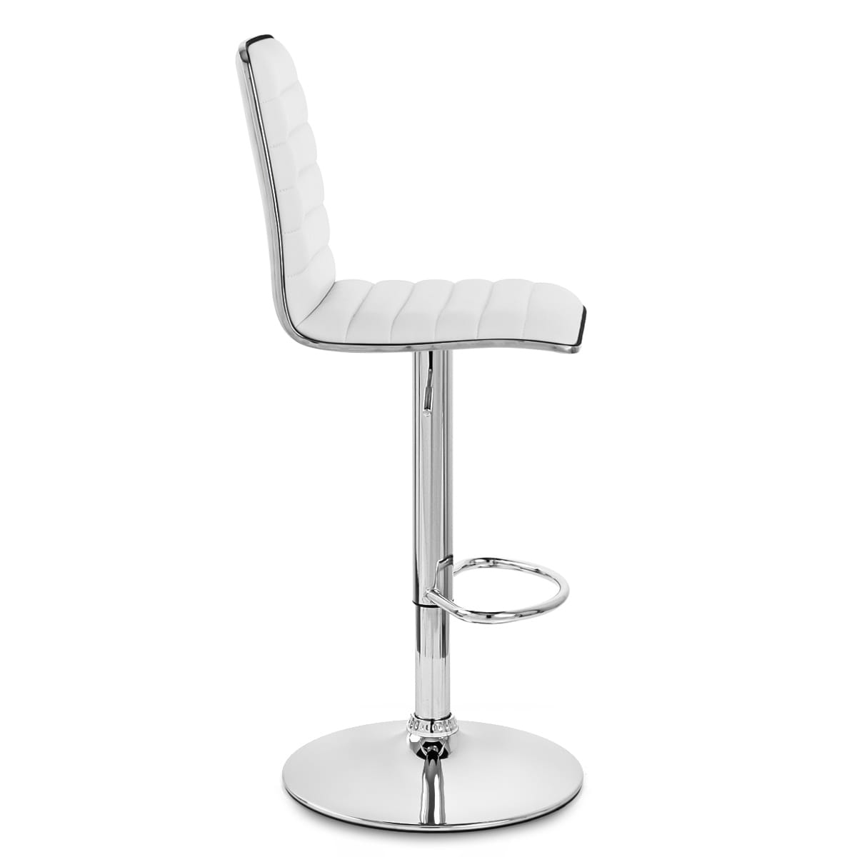 Sgabello Ecopelle Cromato - Hiline Bianco