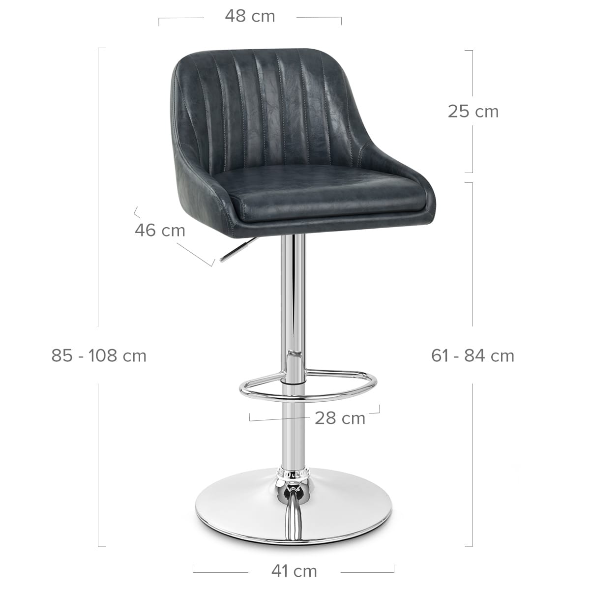 Sgabello Ecopelle Cromata - Hobart Blu Scuro