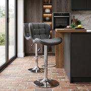 Kunstleder Barhocker Chrom - Houston Grau