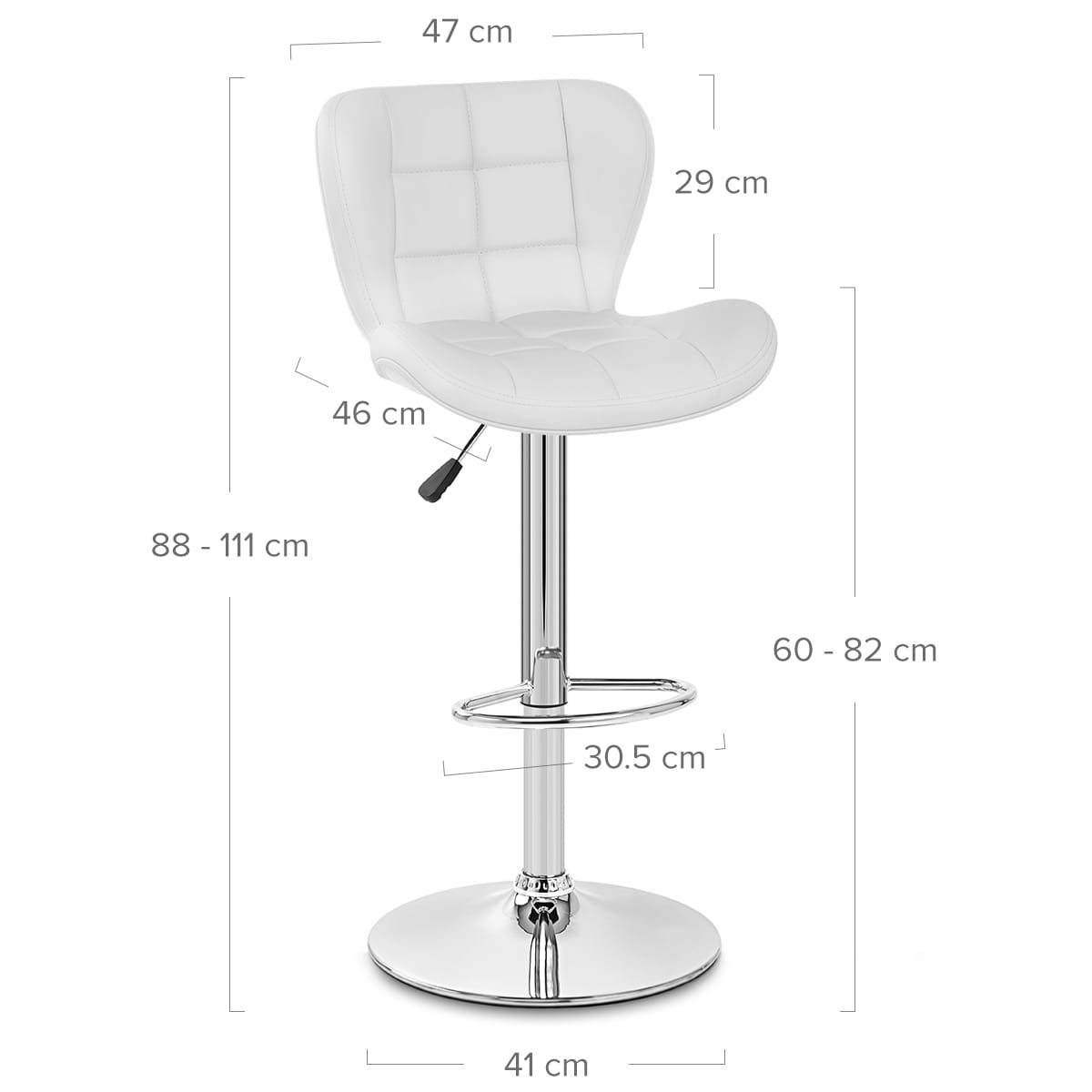 Sgabello Ecopelle Cromato - Houston Bianco