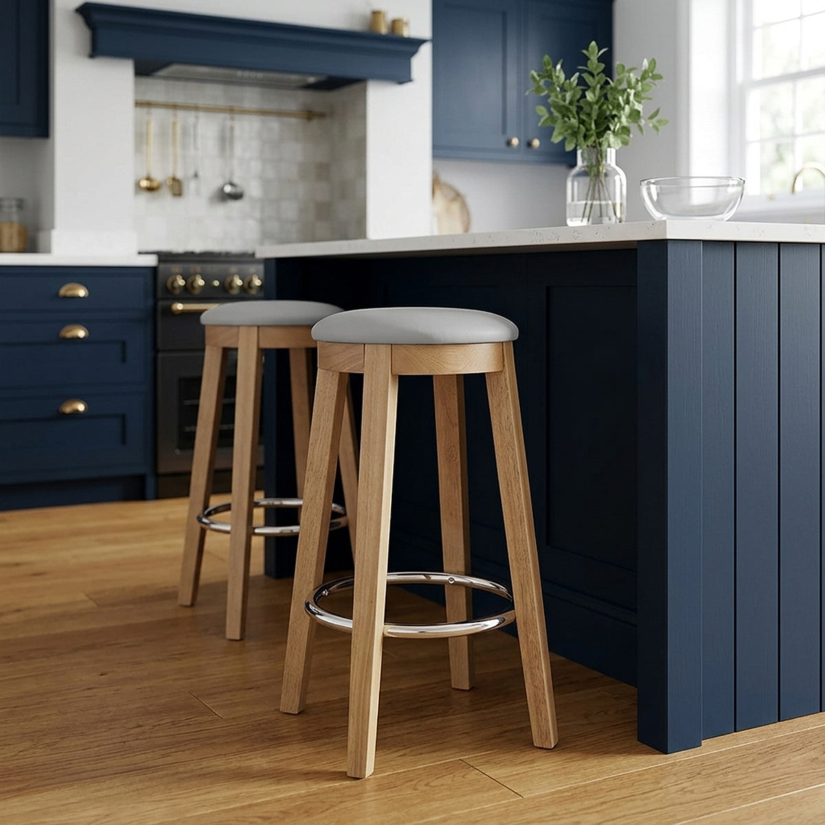 Samt Barhocker Holz - Ikon Grau